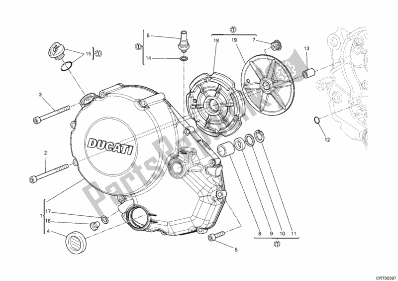 Alle onderdelen voor de Koppelingsdeksel van de Ducati Monster 696 ABS 2012